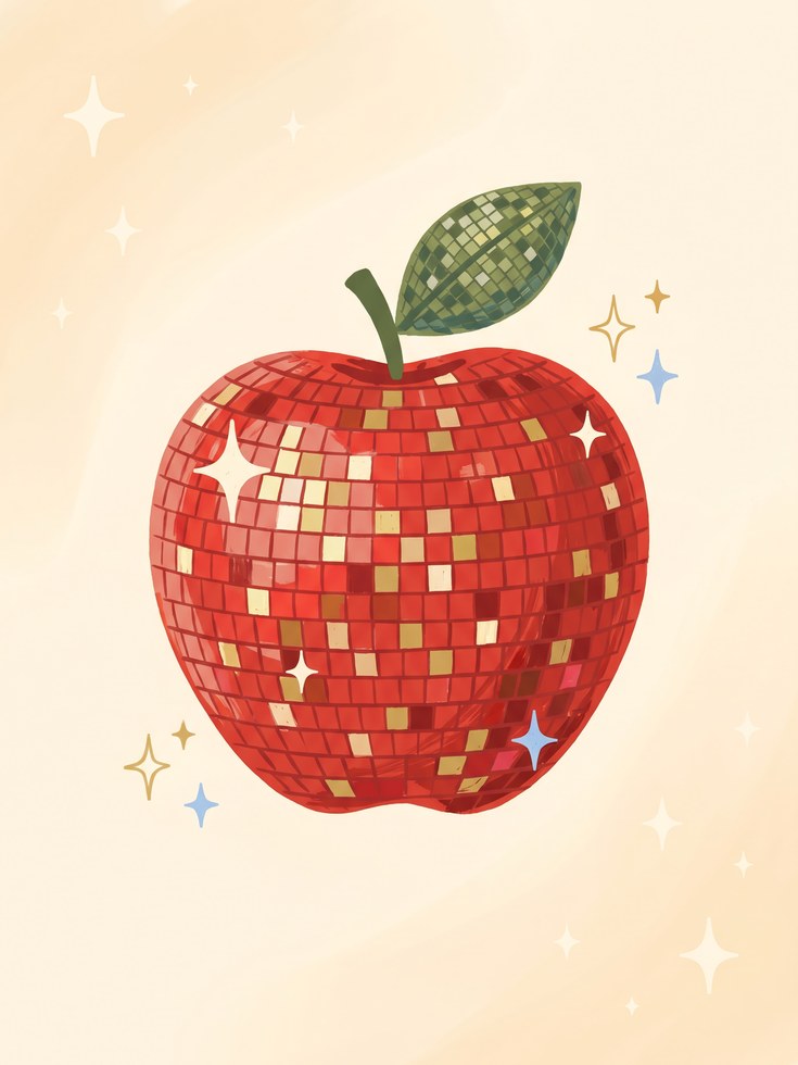 Disco Ball Apple Poster - artwork on paper