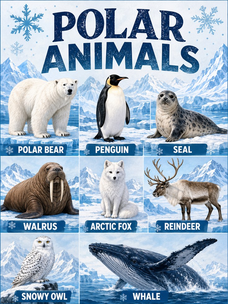 Polar Animals Poster - artwork on paper