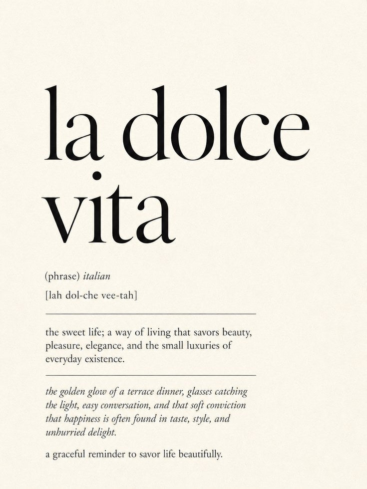 Typography Wall Art: La Dolce Vita Phrase - artwork on paper