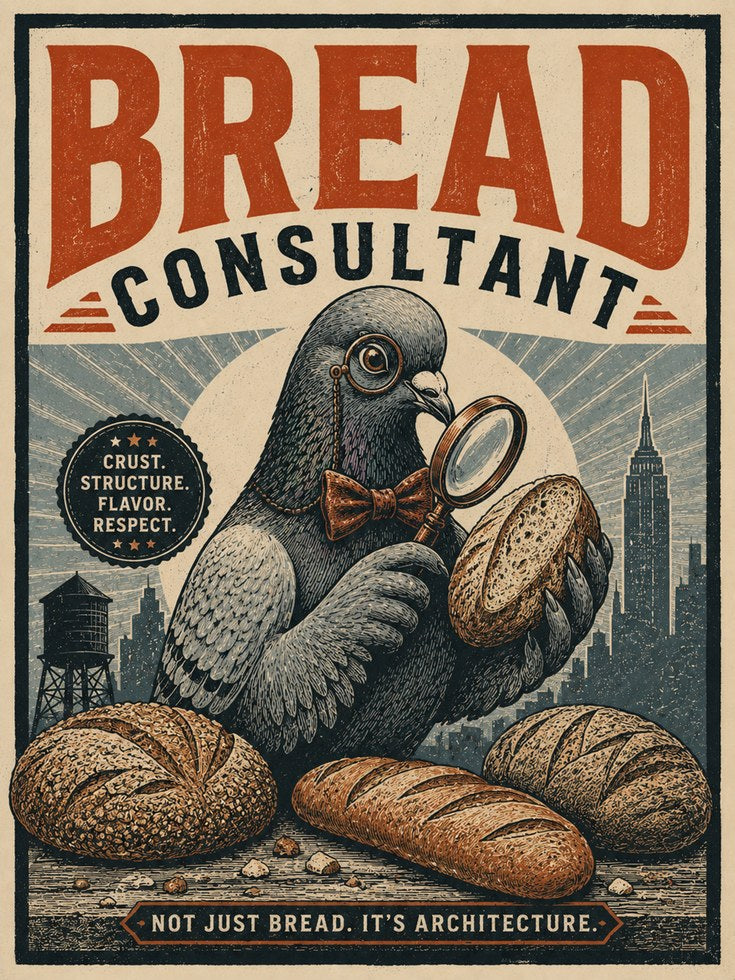 Bread Art Print: Vintage Pigeon Illustration - artwork on paper