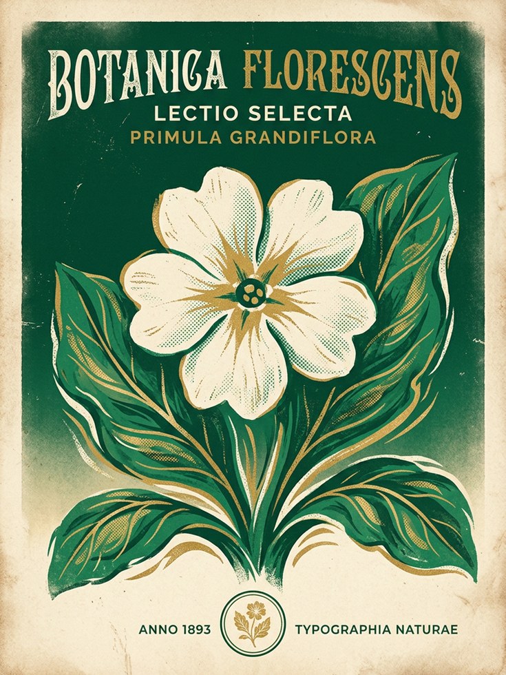 Vintage Botanical Print — Primula Grandiflora Art Nouveau Poster - artwork on paper