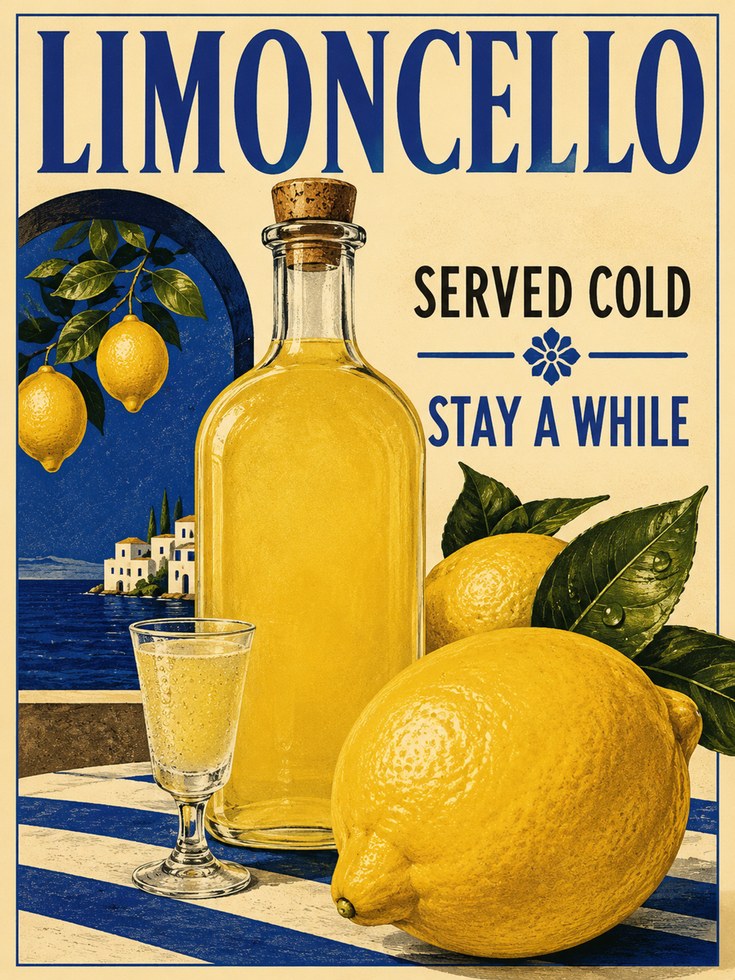 Limoncello Wall Art – Italian Kitchen Decor - artwork on paper