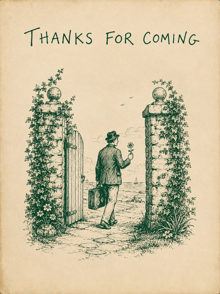 Thanks For Coming Wall Art: Vintage Garden Gate - artwork on paper