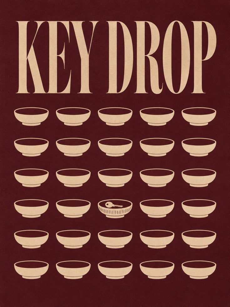 Key Drop Wall Art: Mid-Century Retro Organizer Print - artwork on paper