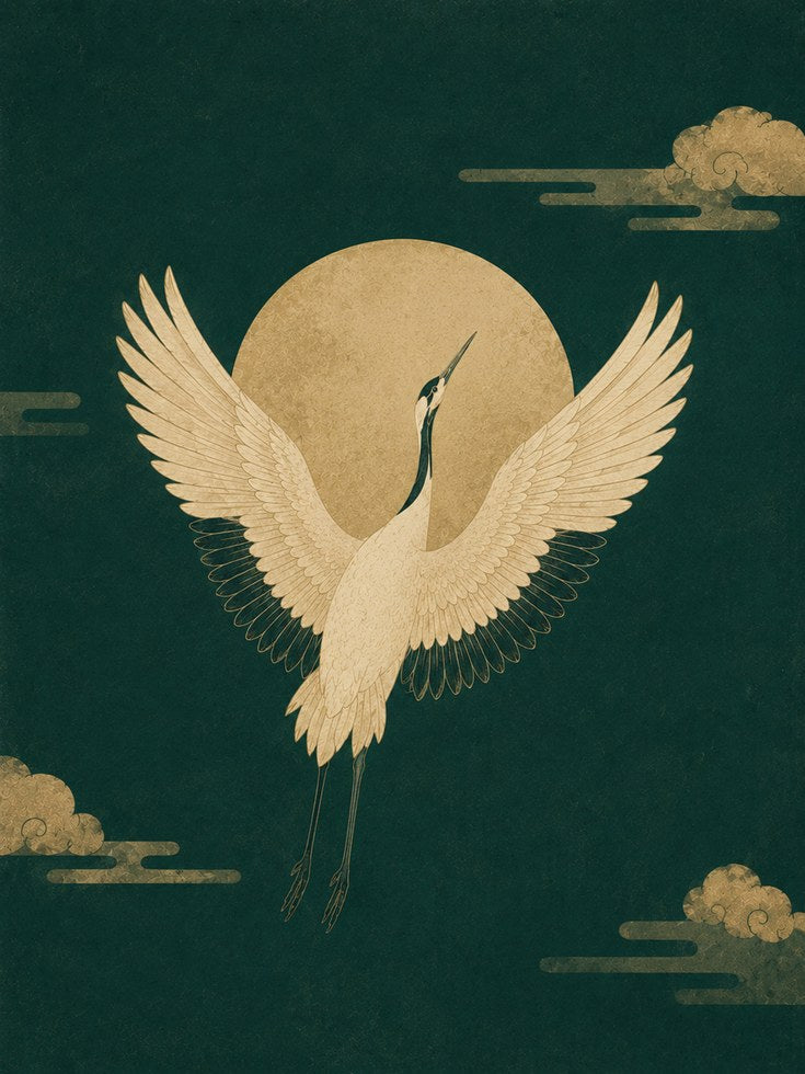 Japanese Crane Art Print - artwork on paper