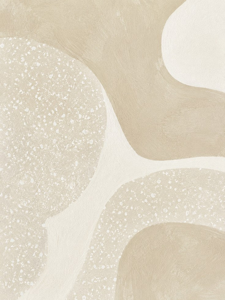 Neutral Abstract Curves Art Print: Minimalist Beige Organic Design - artwork on paper