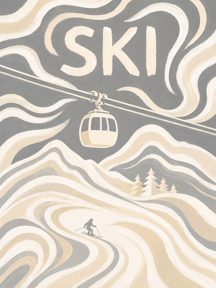Ski Poster – Vintage Ski Lift Print - artwork on paper