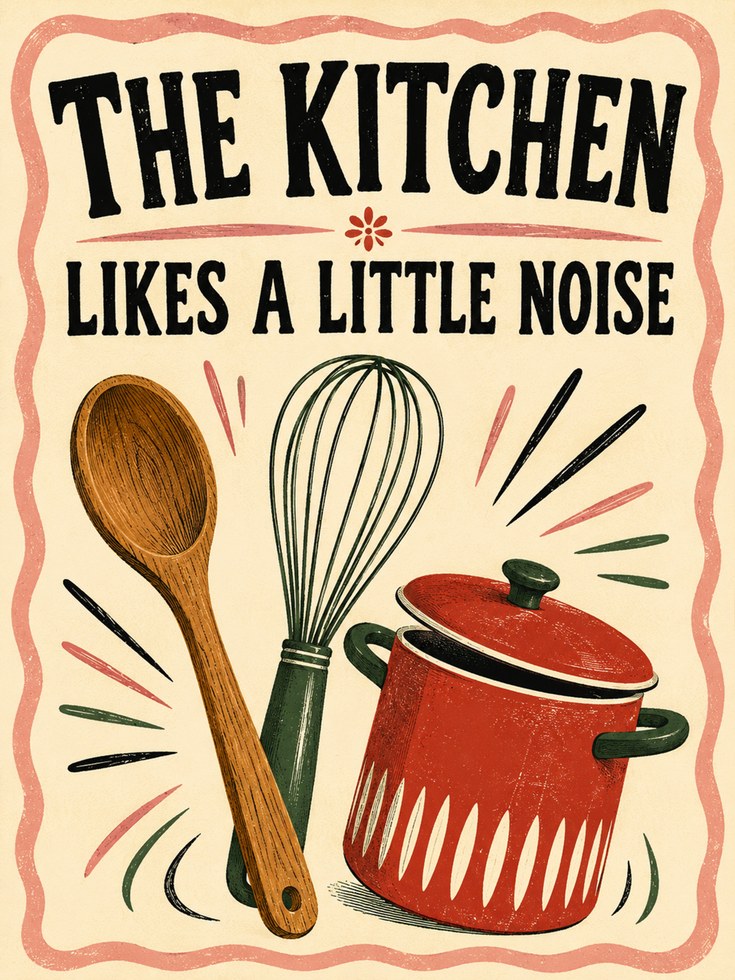 Retro Kitchen Print – Funny Cooking Quote - artwork on paper
