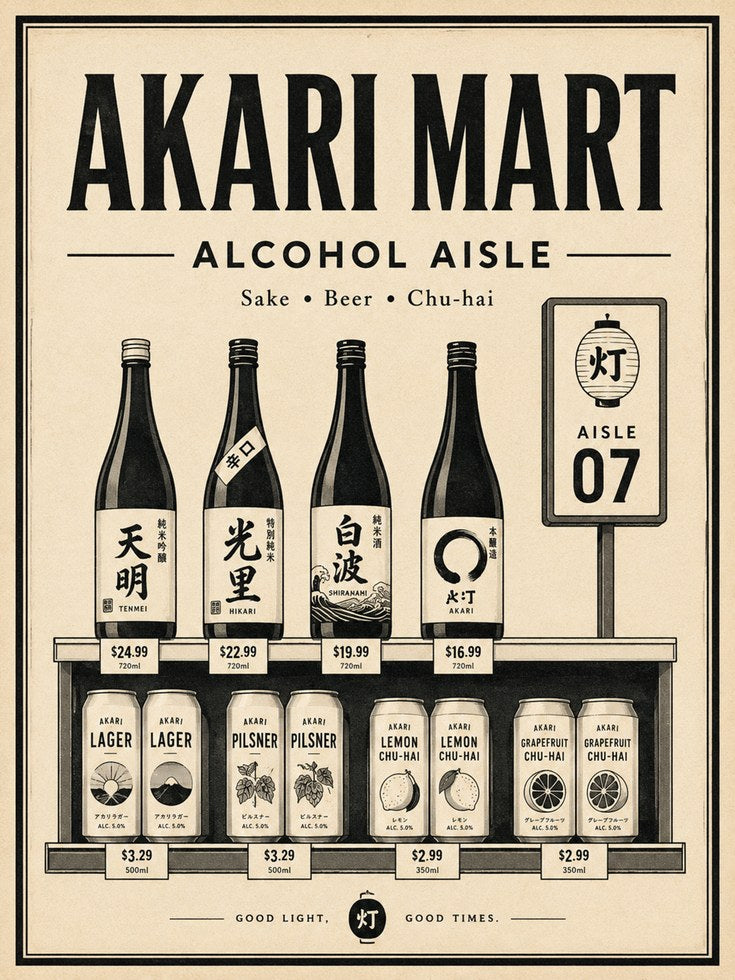 Japanese Sake Poster - artwork on paper