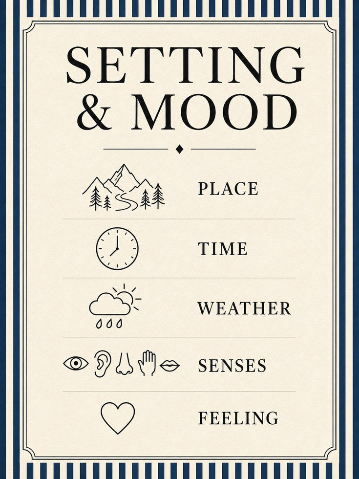 Setting and Mood Writing Poster: Vintage Educational Wall Art - artwork on paper