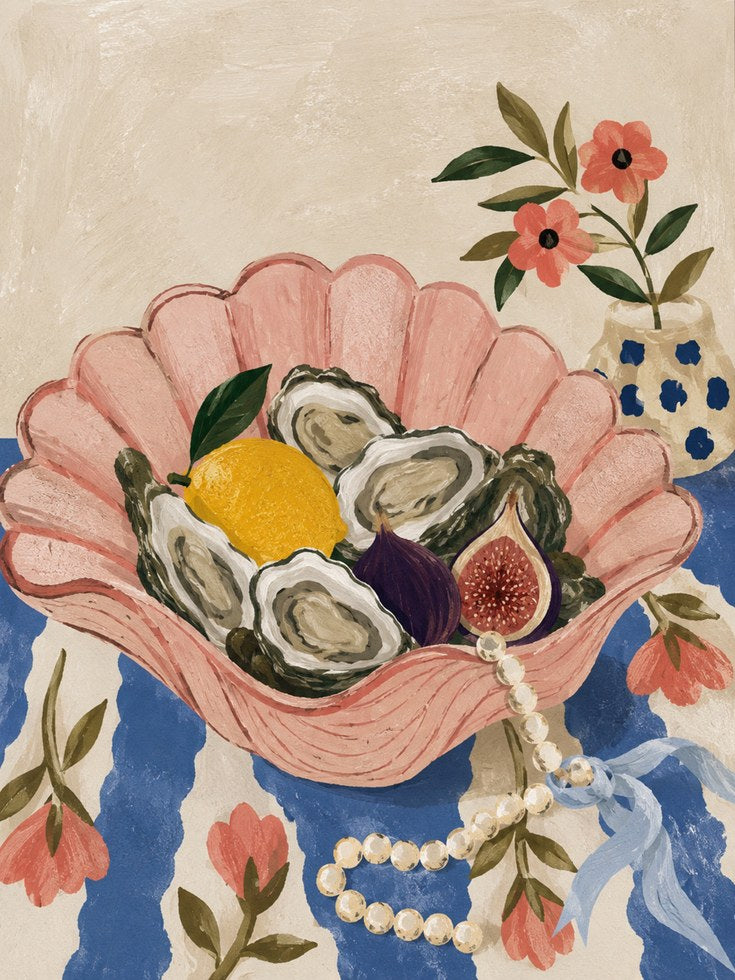 Oyster Wall Art – Coastal Kitchen Print - artwork on paper