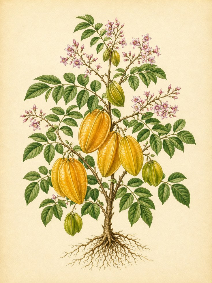 Botanical Starfruit Print — Vintage Tropical Fruit Illustration - artwork on paper