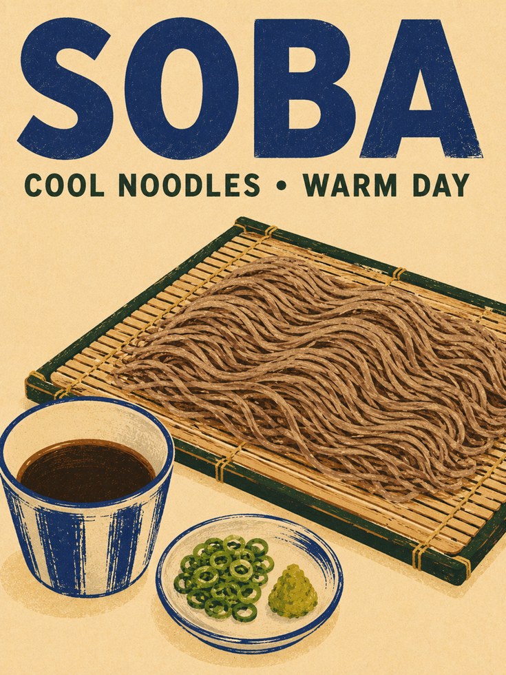Japanese Kitchen Poster – Soba Noodles Wall Art - artwork on paper