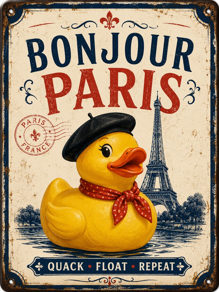 Paris Travel Poster – Vintage Bathroom Wall Art - artwork on paper