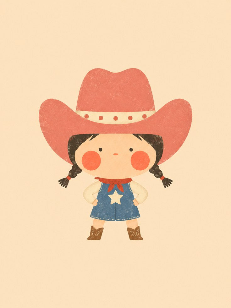 Cowgirl Nursery Art – Western Kids Room Print - artwork on paper