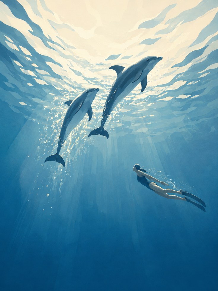 Dolphin Wall Art – Ocean Print - artwork on paper