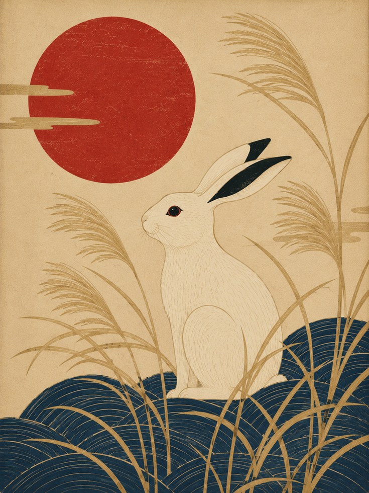 Moon Rabbit Art Print - artwork on paper