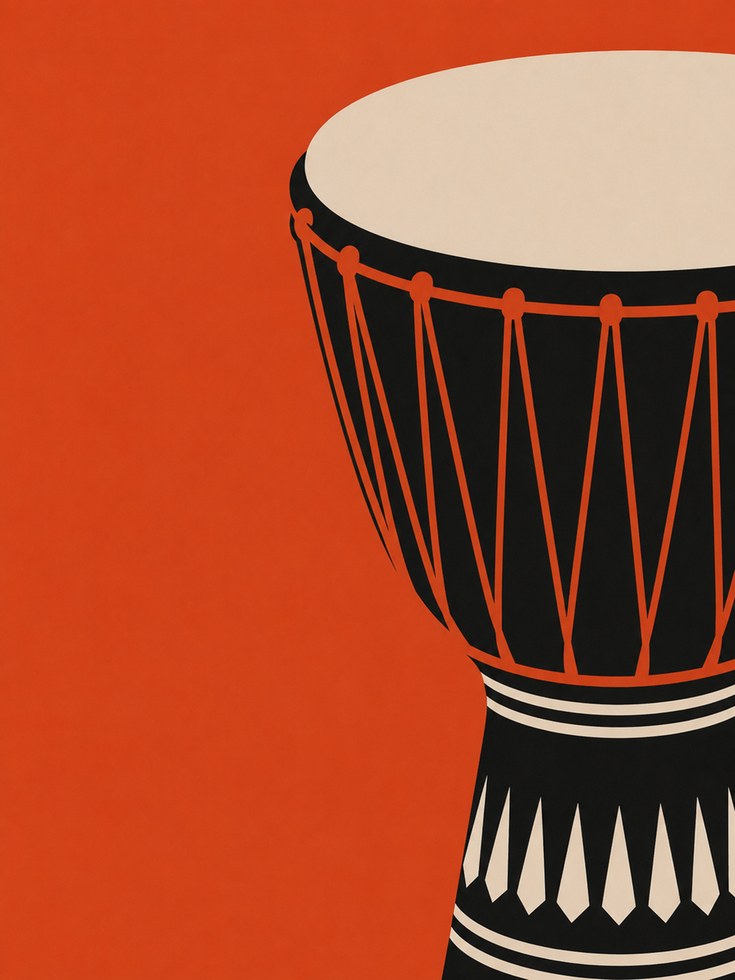 African Drum Wall Art – Music Instrument Print - artwork on paper