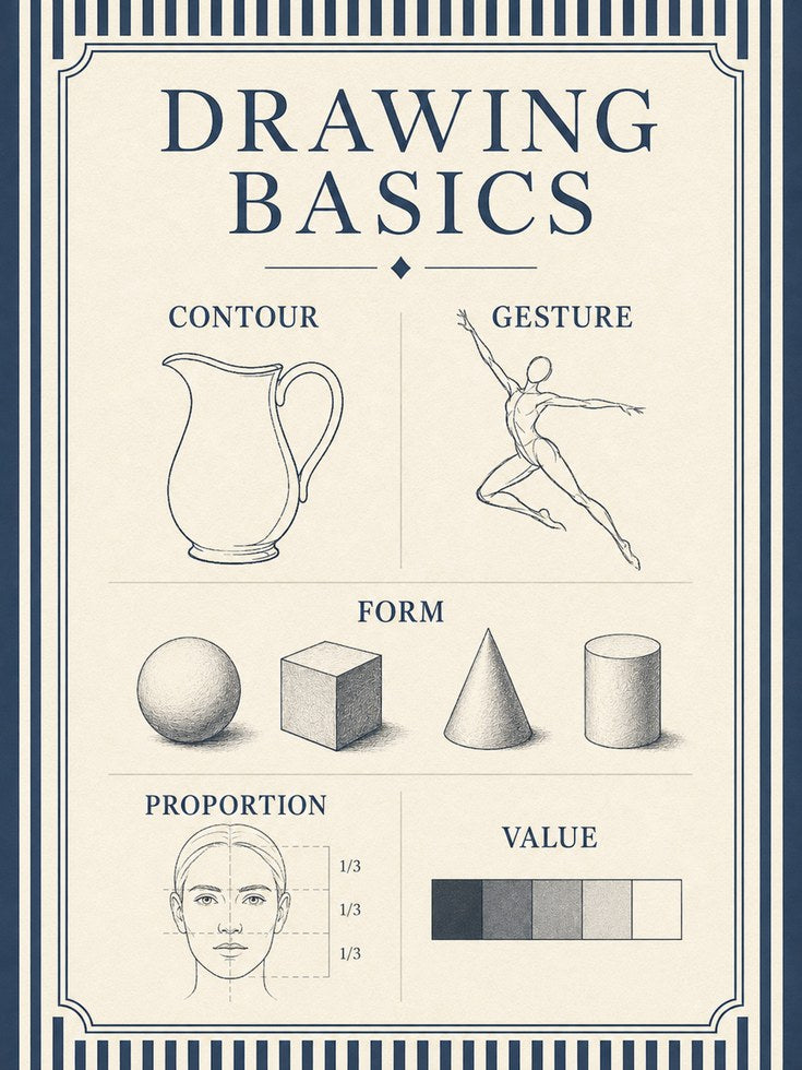 Drawing Basics Educational Art Print - artwork on paper