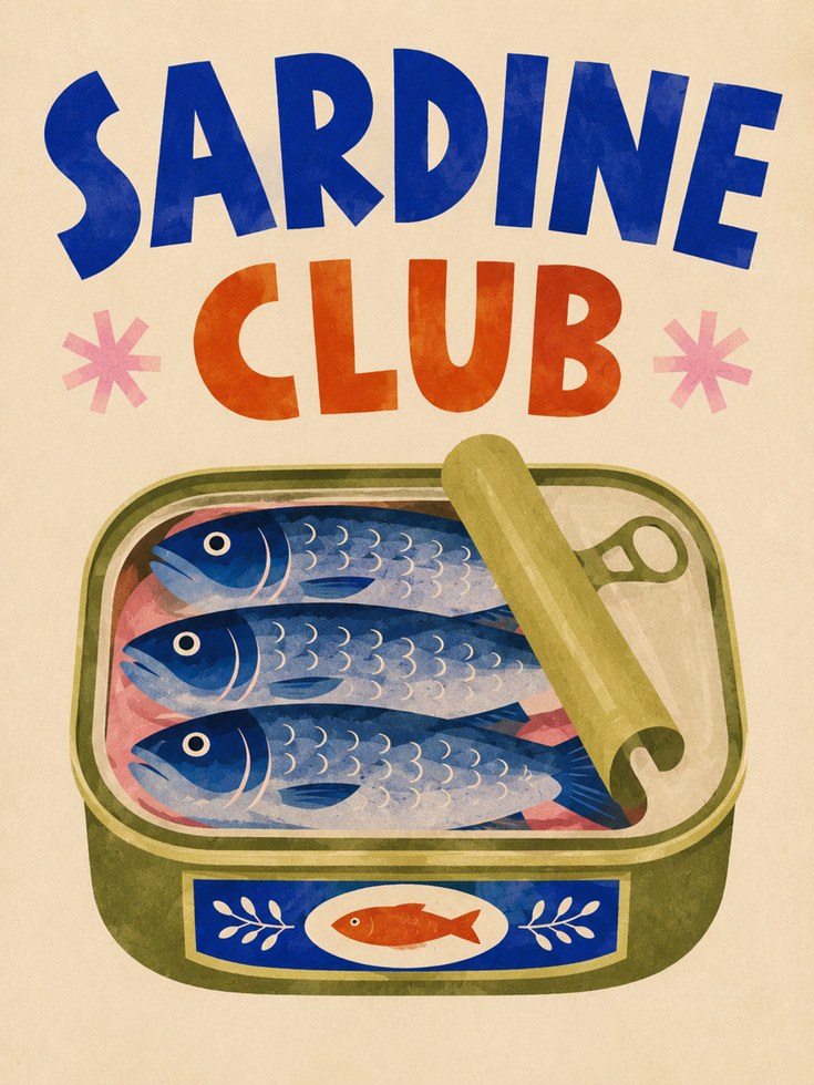 Sardine Can Wall Art – Retro Kitchen Print - artwork on paper