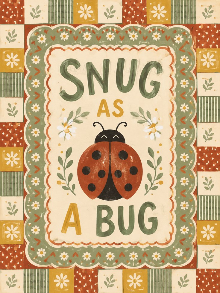 Snug As A Bug Print – Ladybug Nursery Wall Art - artwork on paper