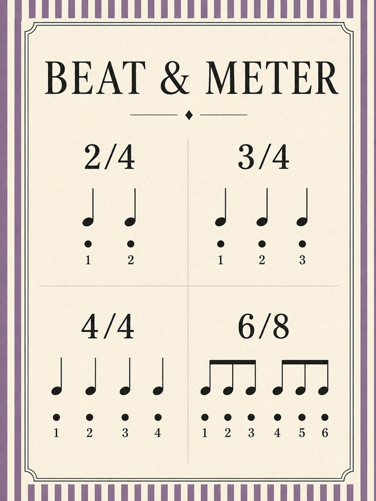 Music Theory Poster – Beat & Meter Wall Art - artwork on paper