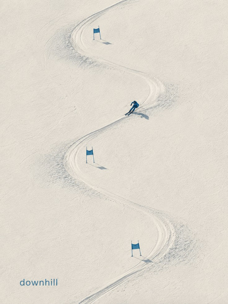 Ski Slope Wall Art – Minimalist Ski Print - artwork on paper
