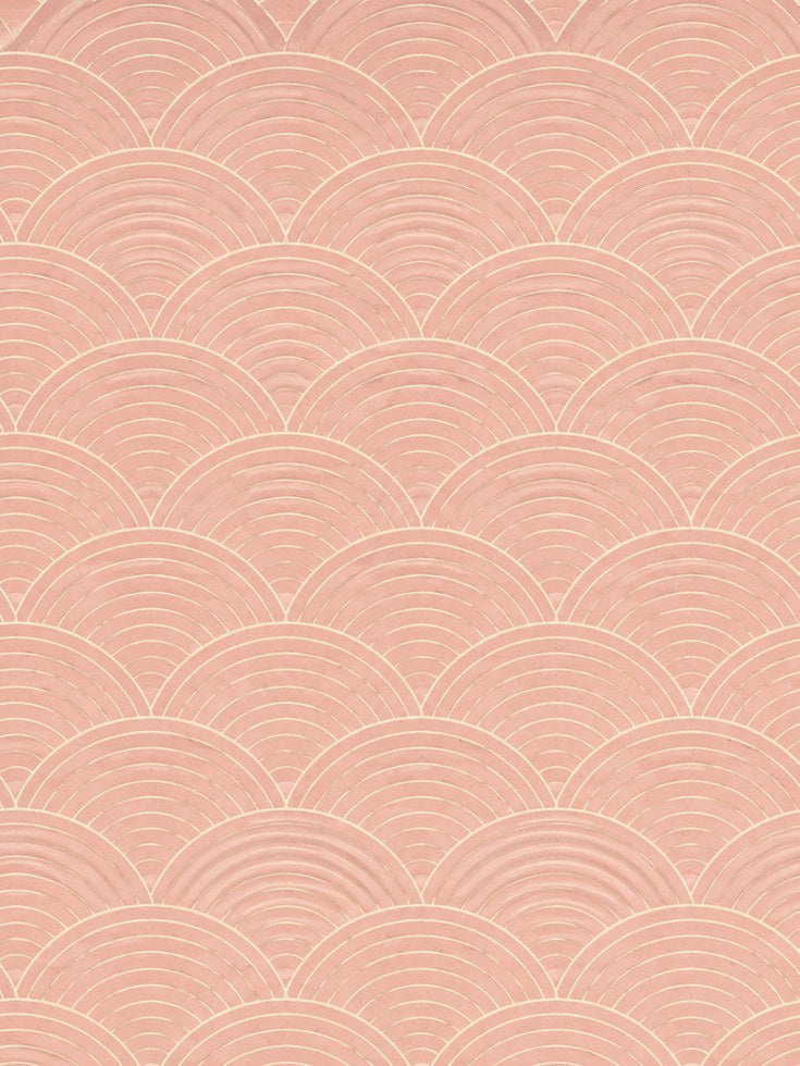 Japanese Wave Print: Modern Seigaiha Pattern in Coral Pink - artwork on paper