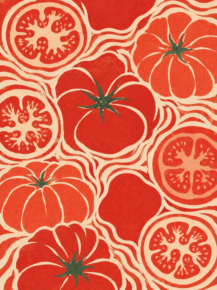 Tomato Wall Art – Retro Kitchen Print - artwork on paper