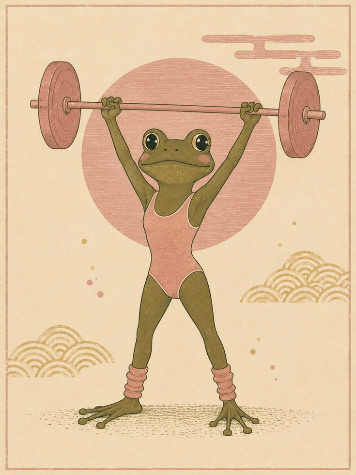 Frog Gym Wall Art – Funny Animal Print - artwork on paper