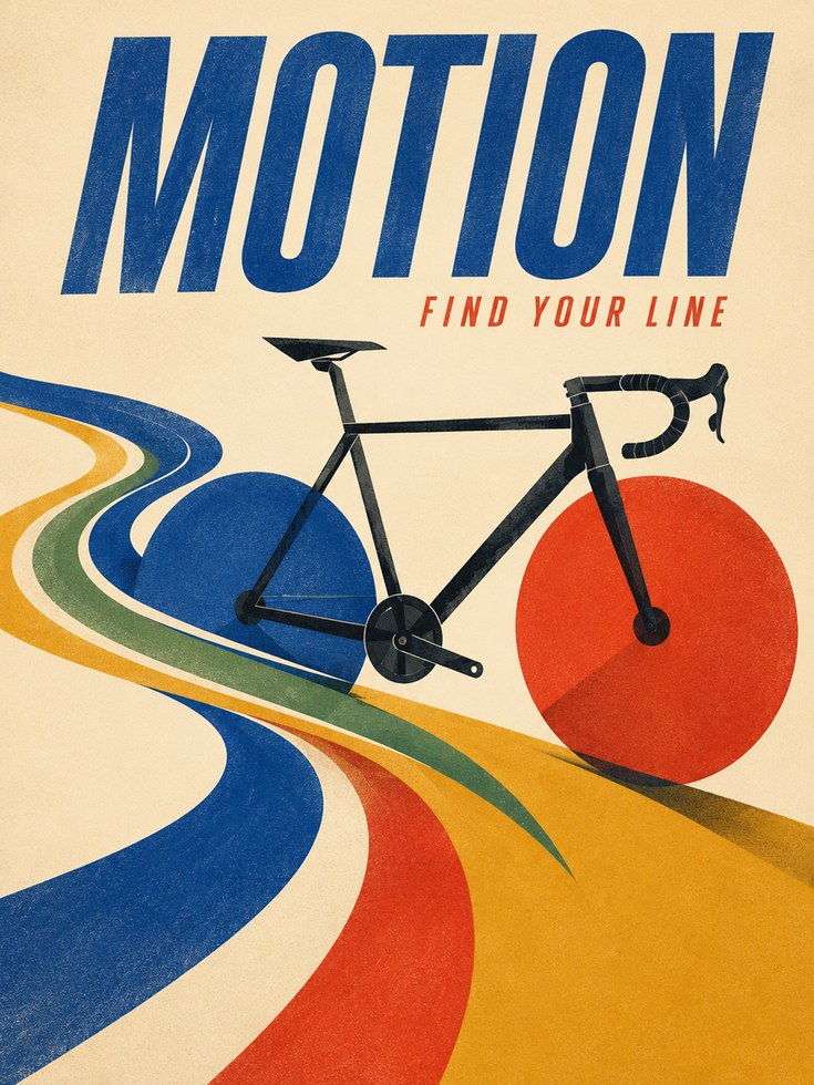 Cycling Wall Art – Retro Bike Poster - artwork on paper