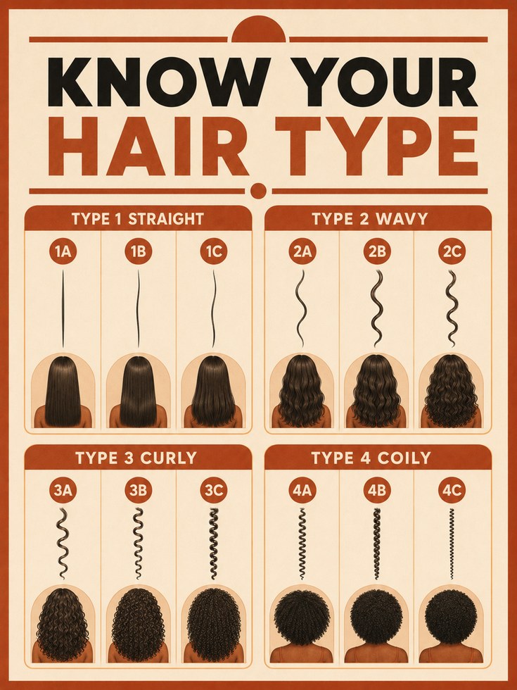 Hair Type Chart Poster – Hair Care Wall Art - artwork on paper