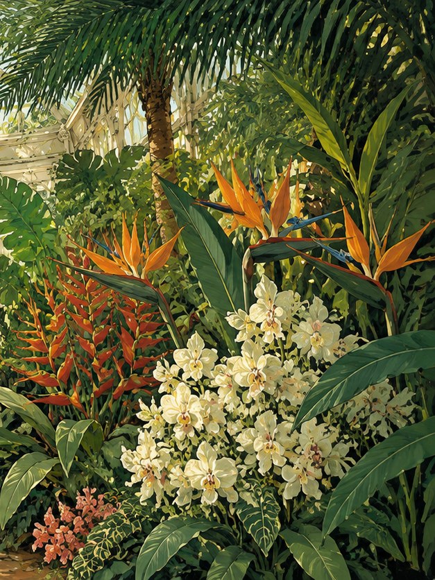 Tropical Paradise Botanical Print: Bird of Paradise Garden Art - artwork on paper