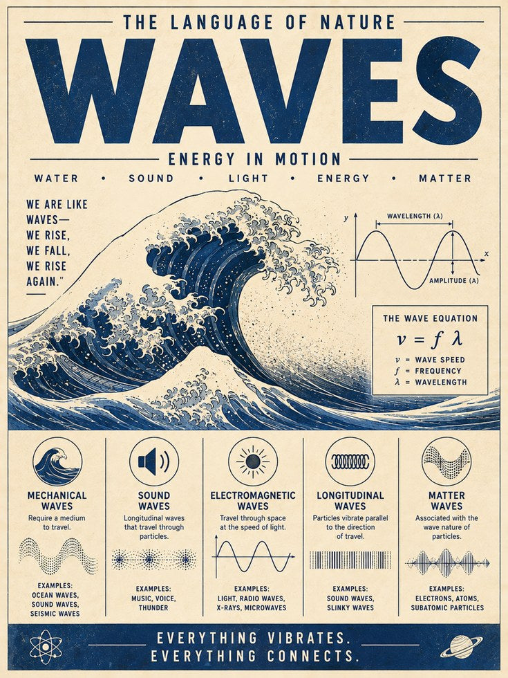 Science Poster – Wave Physics Wall Art - artwork on paper