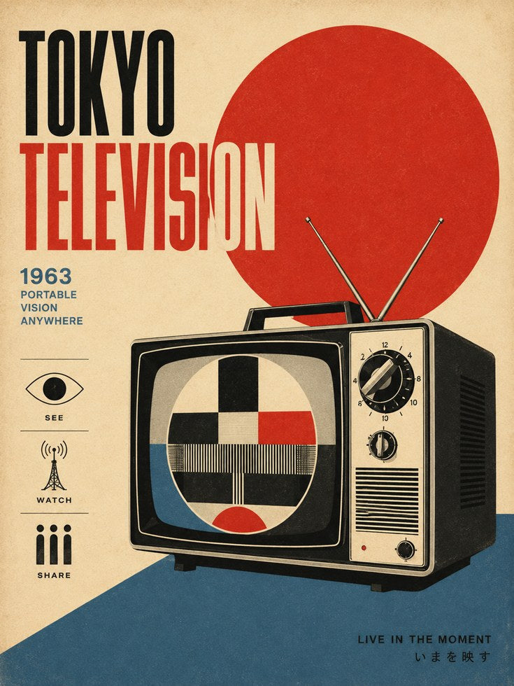 Retro TV Poster – Vintage Television Print - artwork on paper