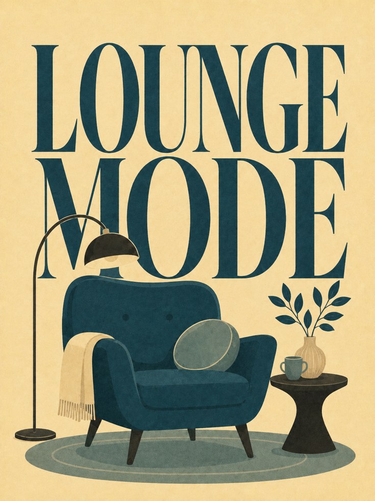 Lounge Mode Retro Wall Art: Mid-Century Teal Armchair Design - artwork on paper