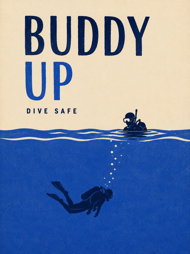 Dive Safety Poster – Buddy Up Print - artwork on paper