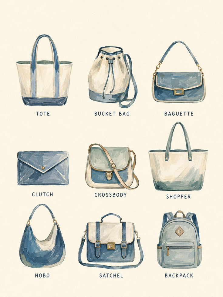 Bag Types Wall Art – Fashion Print - artwork on paper