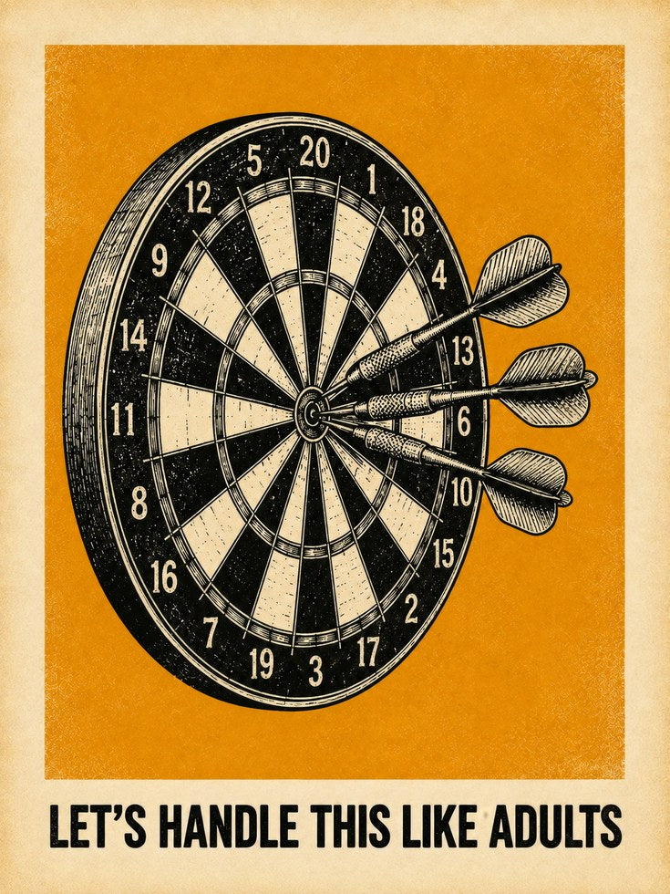 Darts Wall Art – Funny Game Room Decor - artwork on paper