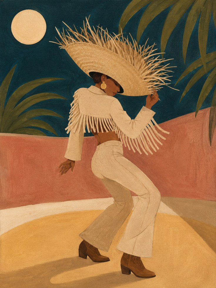 Tropical Dance Wall Art – Bohemian Woman Print - artwork on paper
