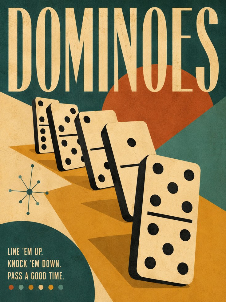 Vintage Dominoes Poster - artwork on paper