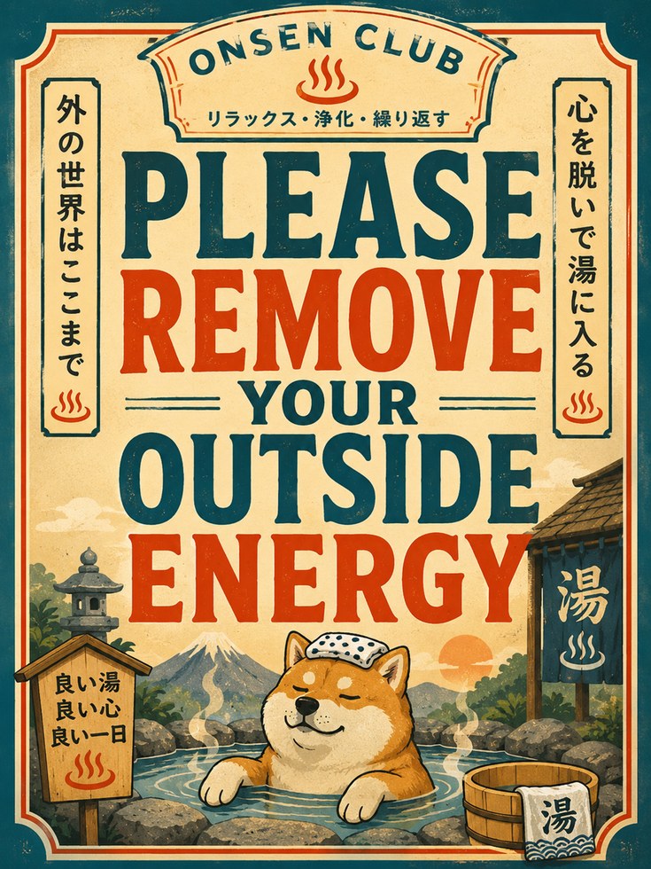 Onsen Club Shiba Inu Poster: Retro Japanese Bath House Art Print - artwork on paper
