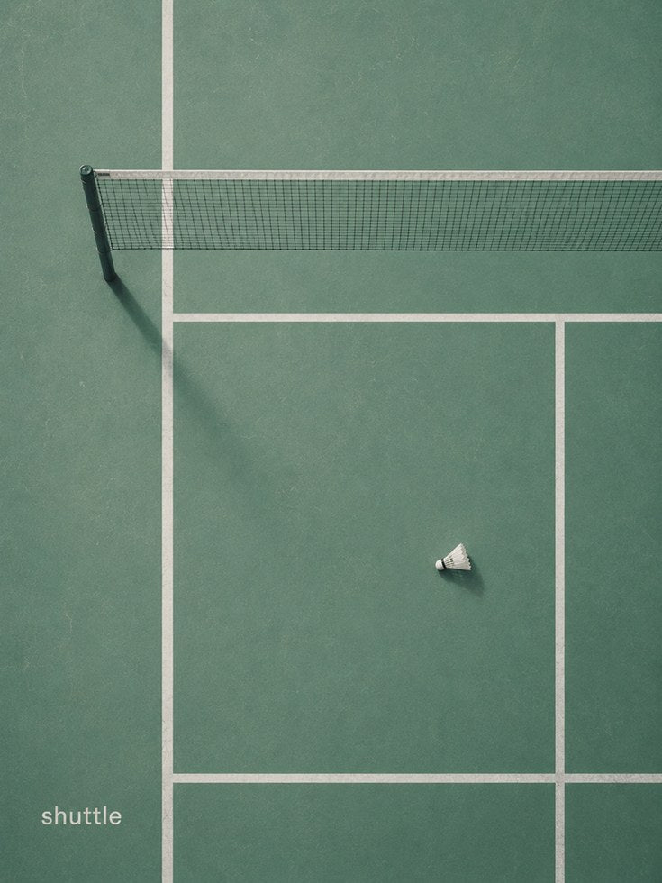 Badminton Wall Art – Minimalist Sports Print - artwork on paper