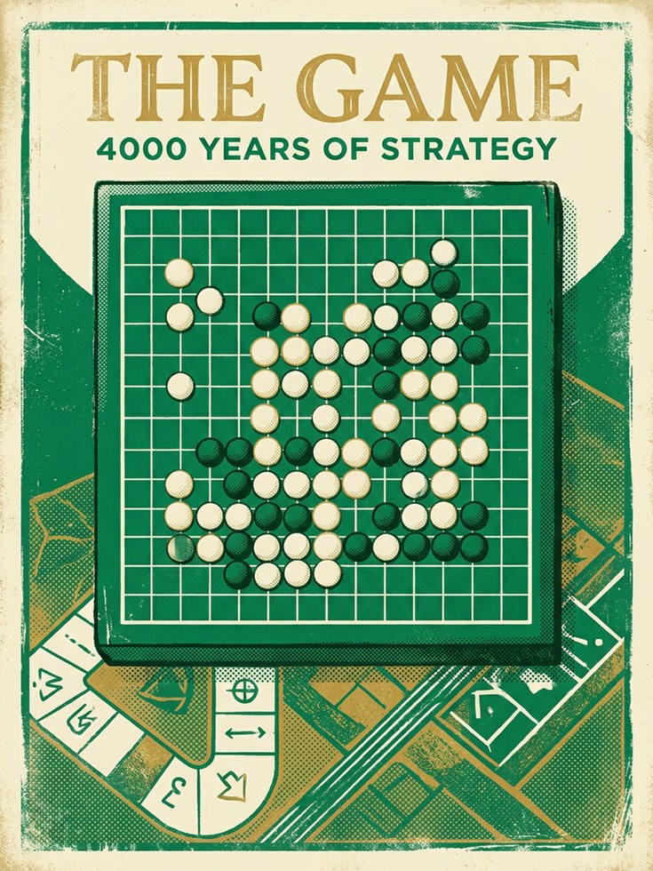 Go Game Vintage Poster Print — 4000 Years of Strategy - artwork on paper