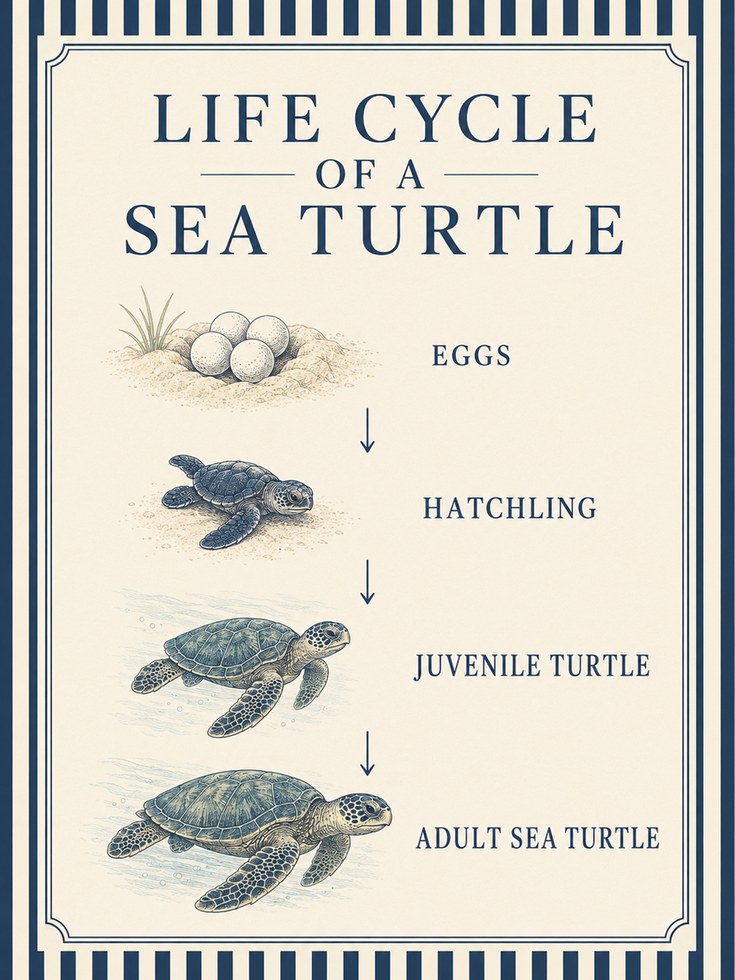 Sea Turtle Wall Art – Life Cycle Poster - artwork on paper