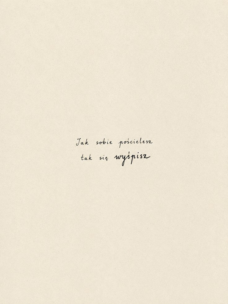 Polish Calligraphy Art Print: Minimalist Beige Typography - artwork on paper