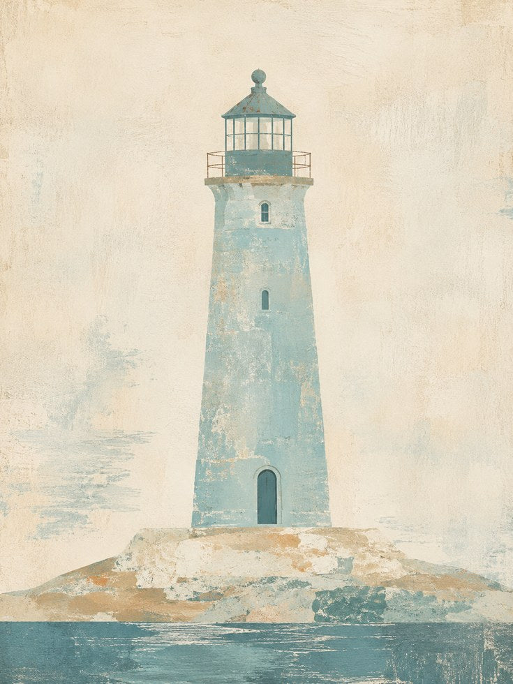 Lighthouse Wall Art – Coastal Vintage Print - artwork on paper