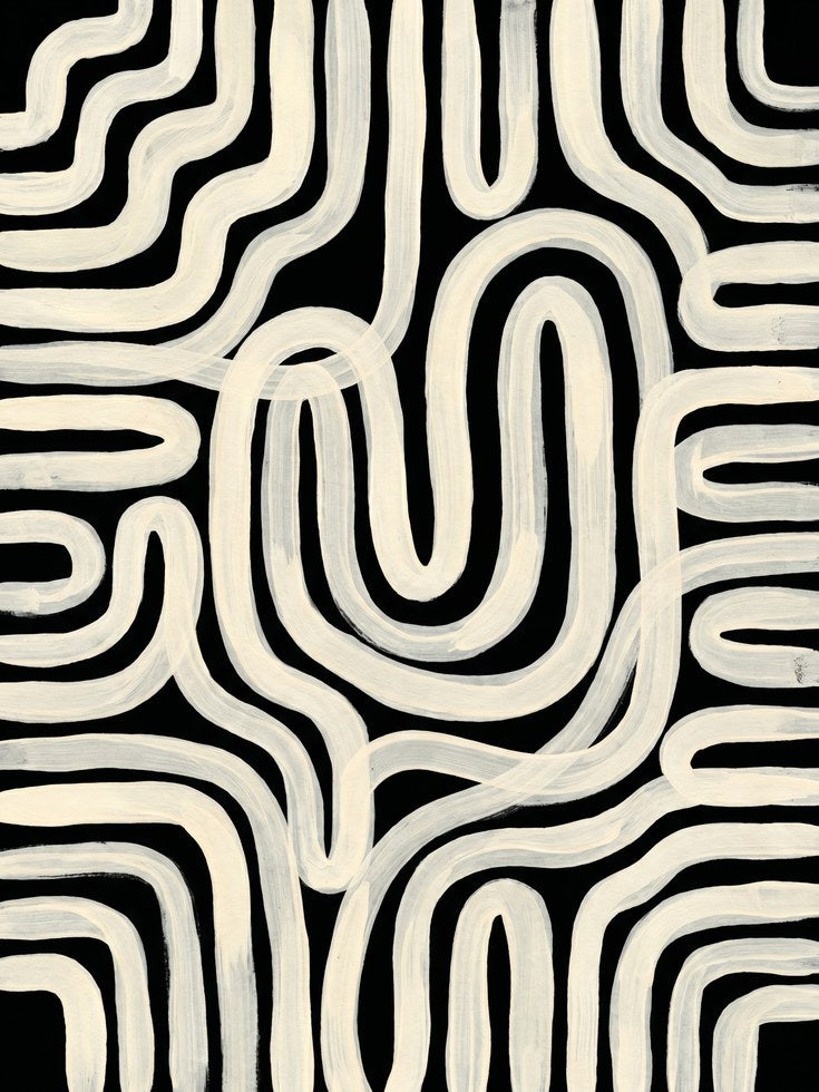 Modern Abstract Wall Art: Black and White Curves - artwork on paper