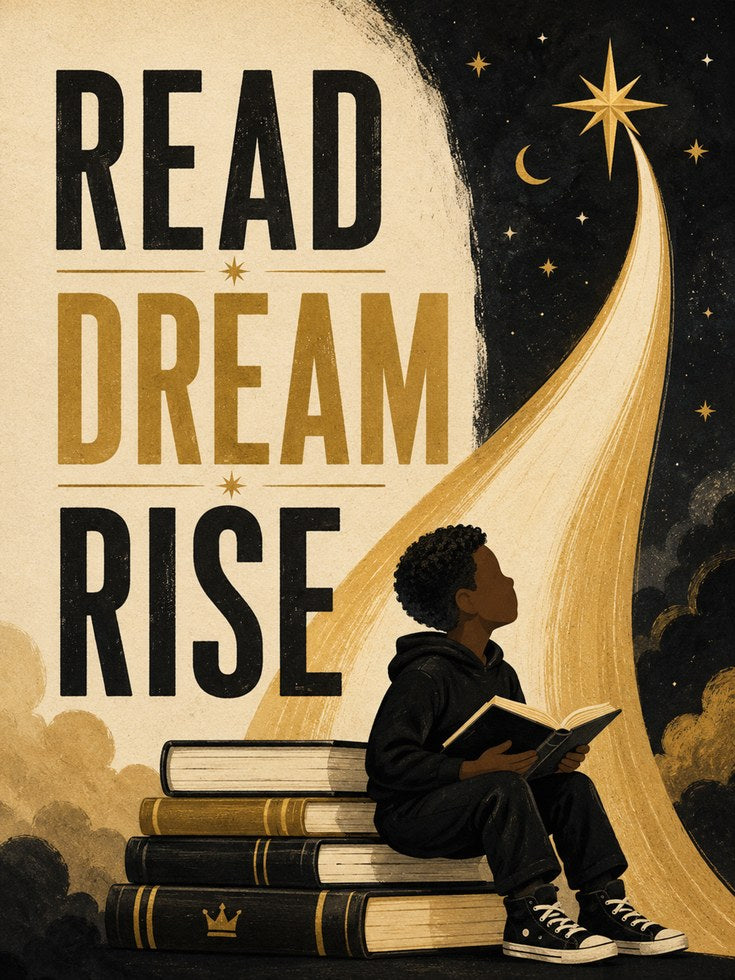Read Dream Rise Print – Reading Quote Wall Art - artwork on paper