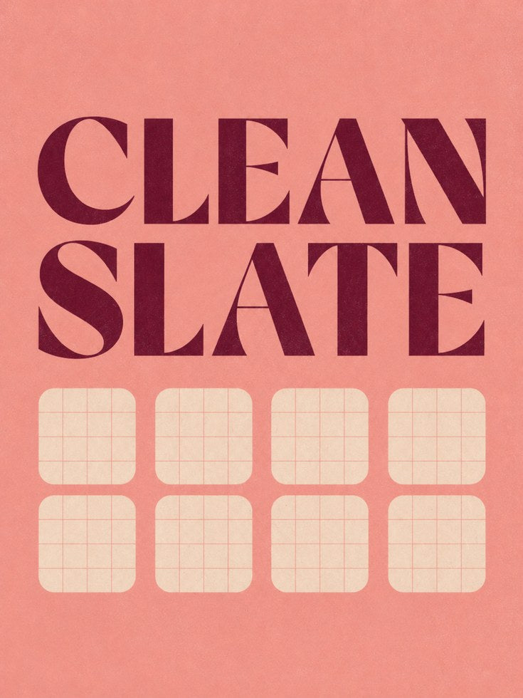 Clean Slate Print: Retro Habit Tracker Wall Art (Coral Pink) - artwork on paper
